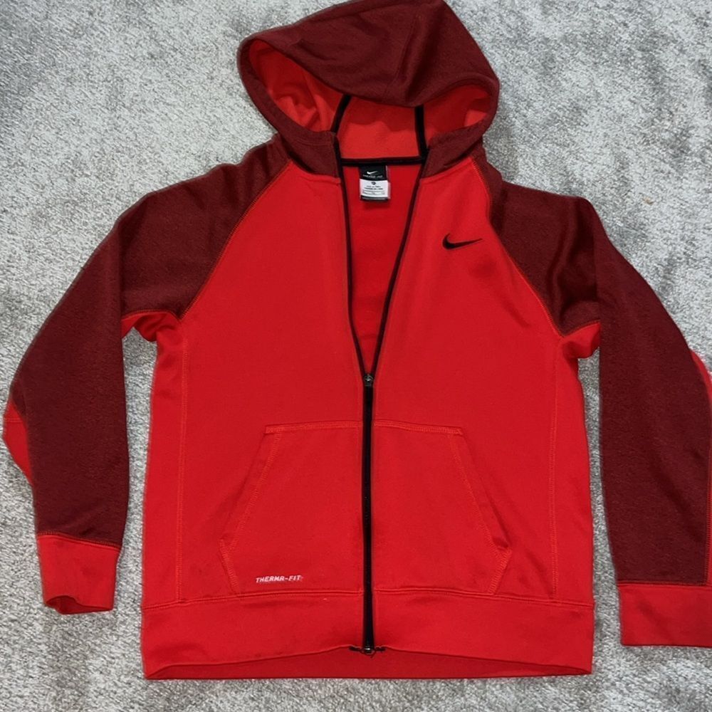 Nike LS high neck Elite Basketball Red ThermaFit hooded hoodie sweatshirt Jacket